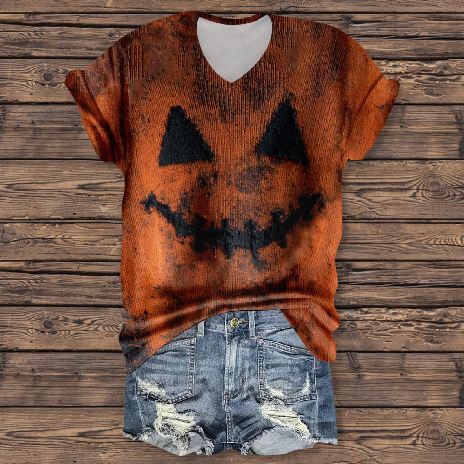 

Женская мода повседневная рубашка с рукавом три четверти и принтом букв на Хэллоуин XL