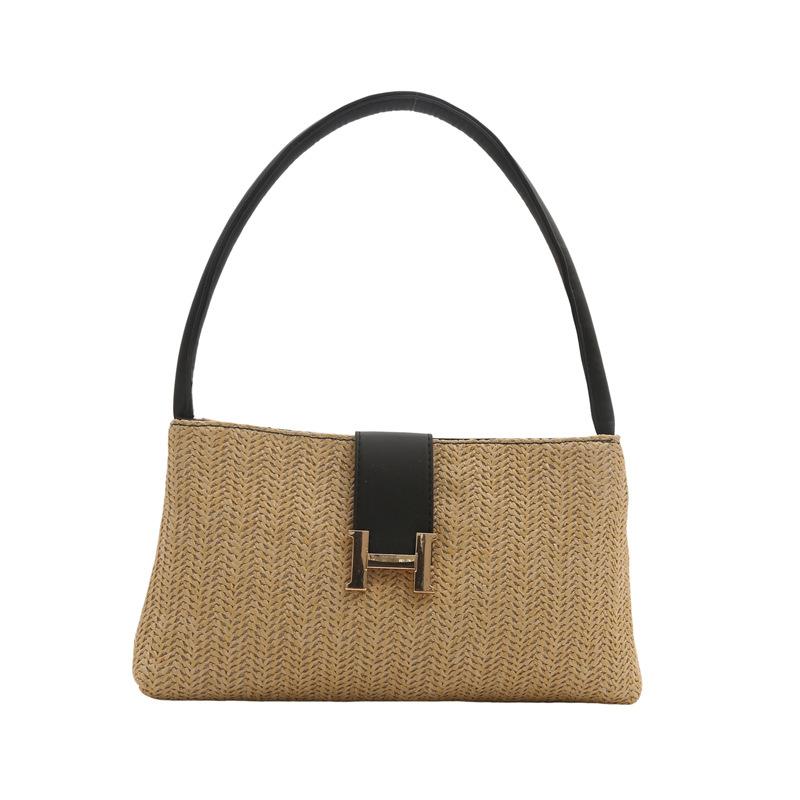Spring Popular Large Capacity Straw Woven Bag for Women In Spring and Summer New Fashionable Shoulder Bag Casual Beach Small Square Bag