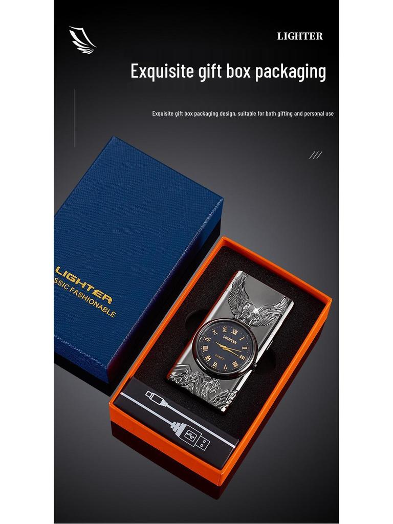 Eagle Design Dual Arc Lighter with Power Display & Lighting Strip - Ideal Gift for Boyfriend