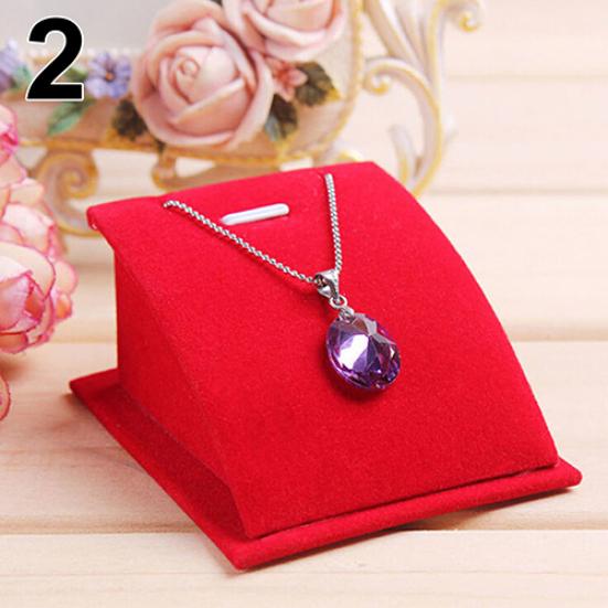 Soft Velvet Jewelry Necklace Pendant Drop Chain Display Holder Standing Stand красный