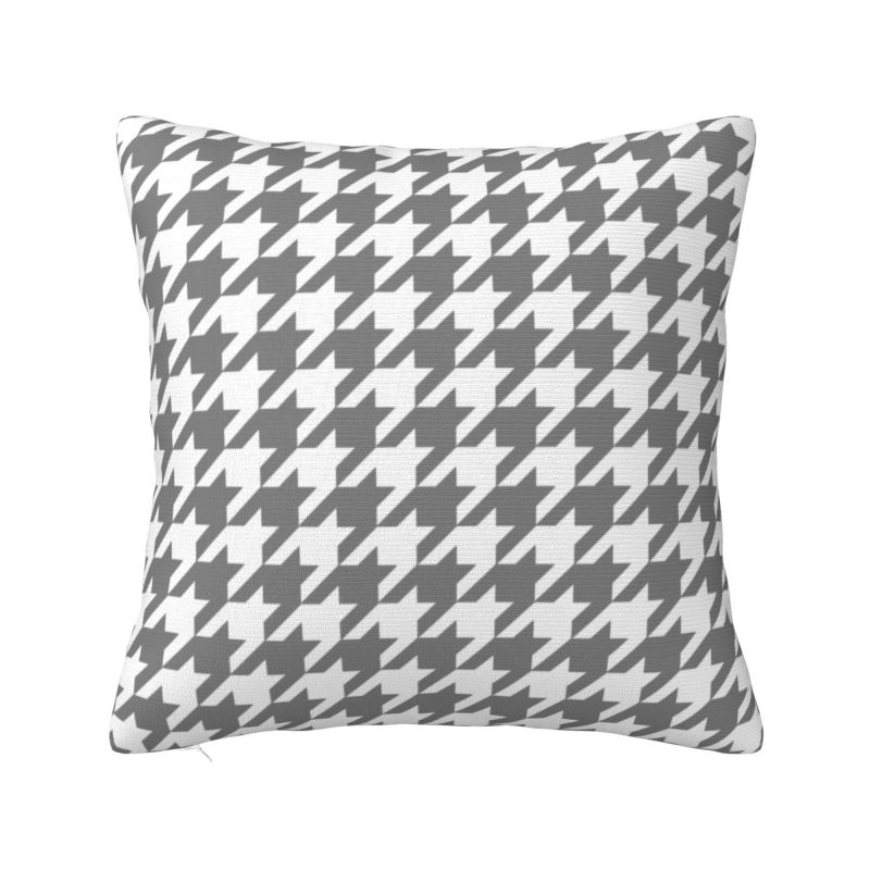 Nordic Fall Vibrant Houndstooth Pattern Cushion Cover Velvet Elegant Dogstooth Style Throw Pillow Case Decoration