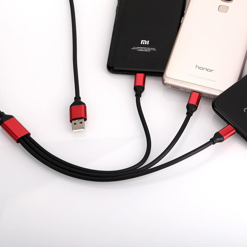 Bouncy 3-in-1 Fast Charging Cable: Compatible with Apple, Huawei, and Android Type-C Devices
