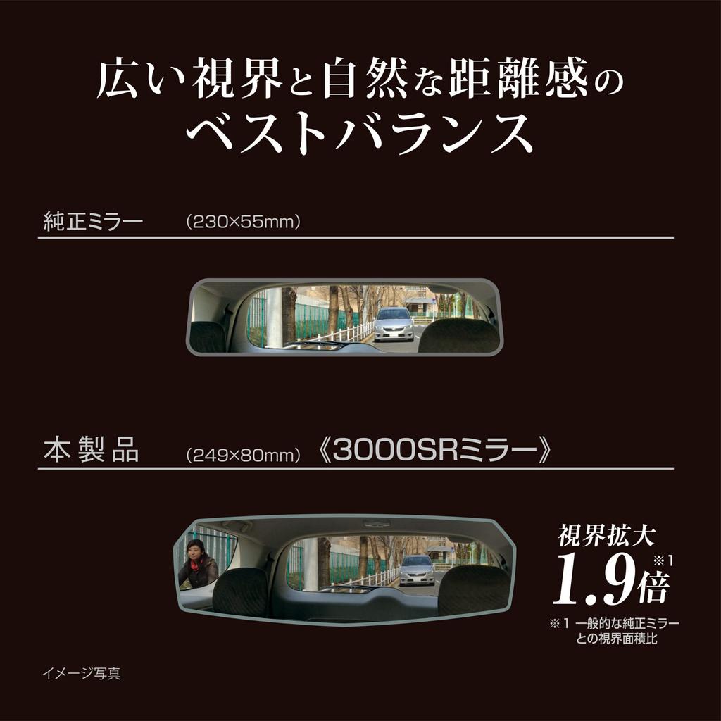 Carmate 3000SR Rearview 240mm High DZ556 Mirror, Reflectivity,