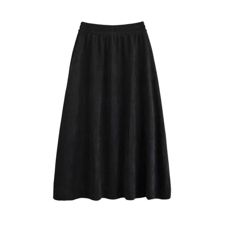Women's High Waist Corduroy A-Line Mid-Length Skirt for Autumn/Winter