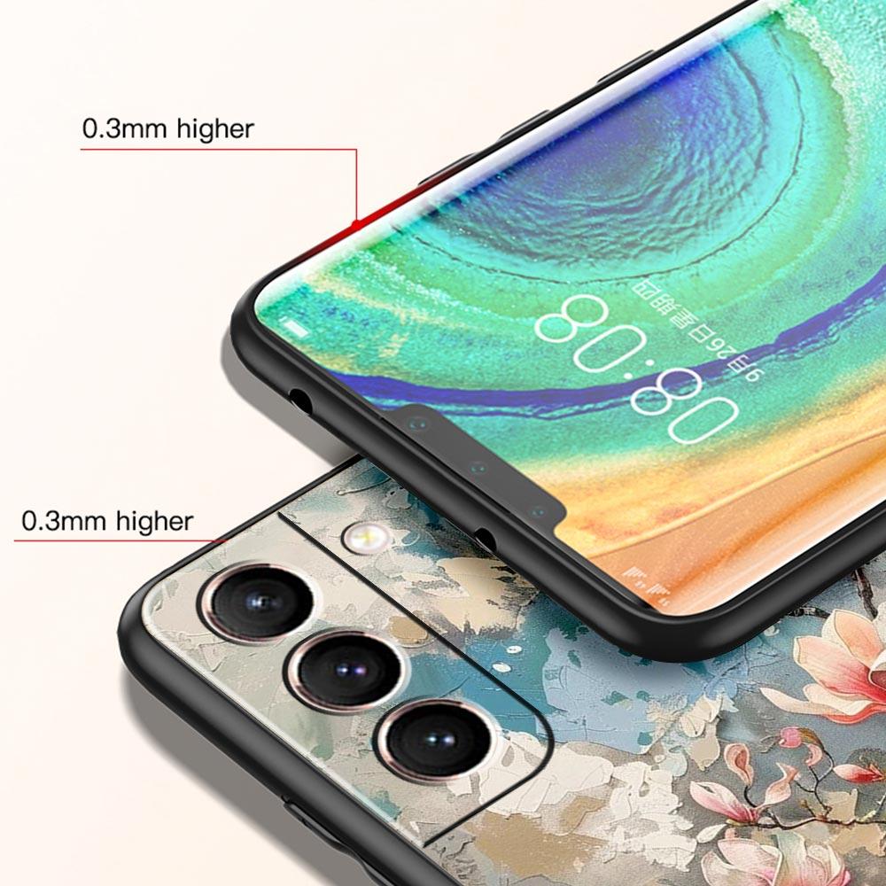 Oil Painting Of Flowers Phone Case For Samsung Galaxy S26 Ultra S25 Plus S24 FE S23 S22 5G S21 S20 Cover Black Soft