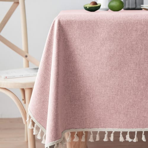 starink Nordic Rectangular and Square Tablecloth, Water-Repellent, Waterproof, Stylish, Cute Table Mat (Pink, 140x220cm)
