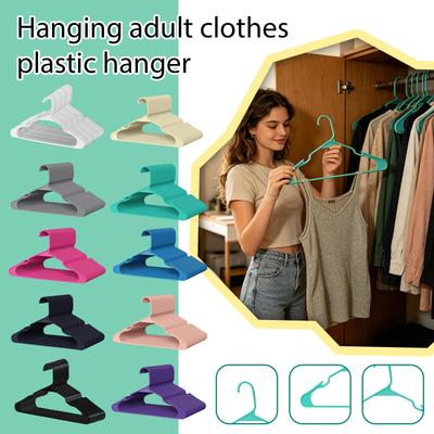 Plastic Clothes Hangers with Side Hooks for Adult Clothing Durable Non-Marking Hanger Suitable for Pants Storage and Closet Organization