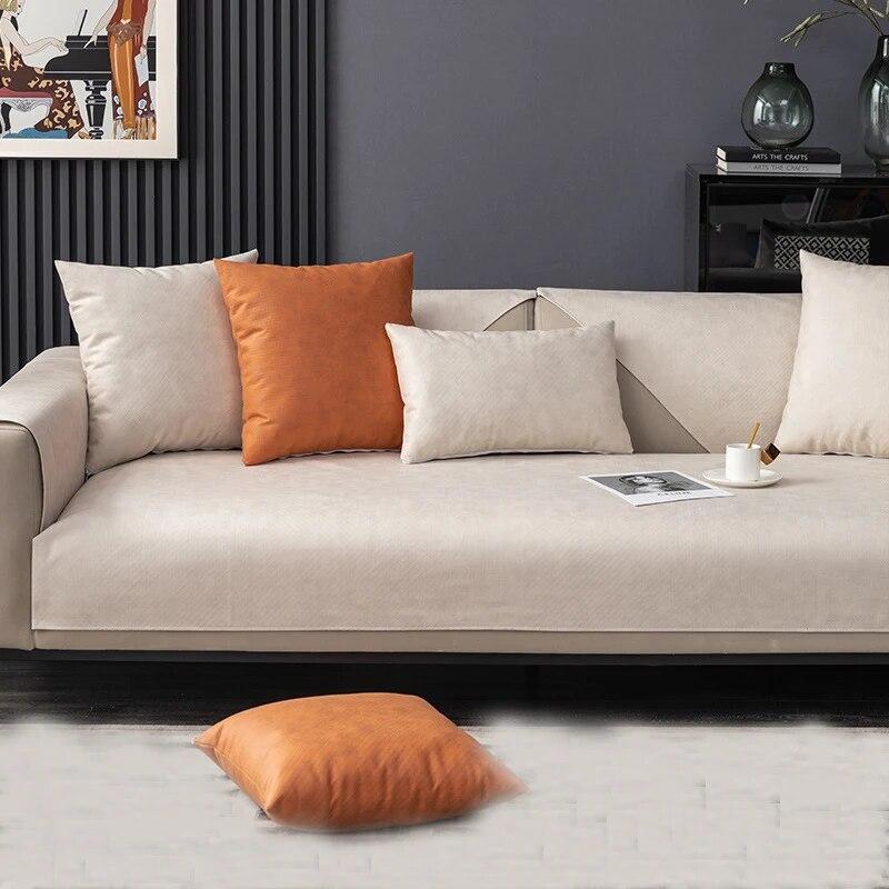 Wodoodporna Mata na Sofę na Cały Sezon Jednolity Kolor Antypoślizgowa Salon Nieprzywierająca Wełna Odporna na Zadrapania Kota Pokrowiec na Sofę