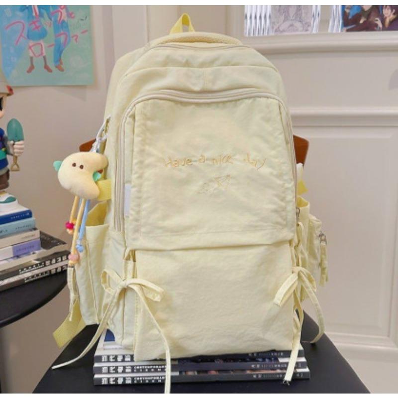 Japanese Style Light Solid Color Backpack Outdoor Travel Large Capacity Backpack Casual Versatile College Student Commuting Schoolbag