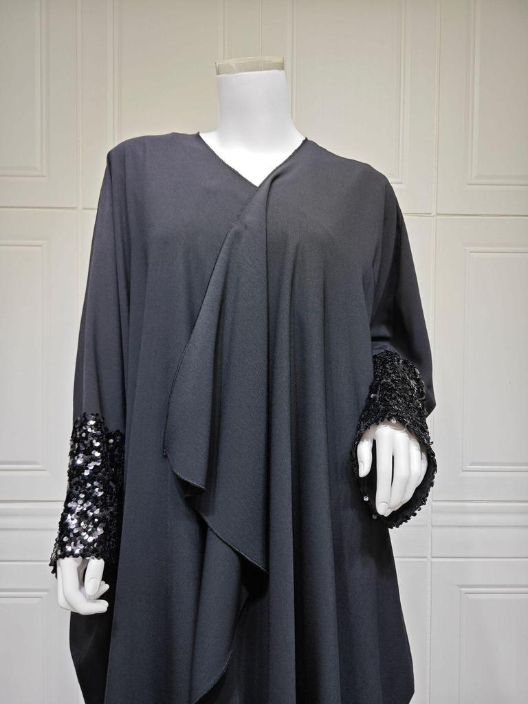 Modest Solid Color Abaya Cardigan - One Size Long Robe for Middle East and Dubai