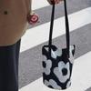 Original design large-capacity canvas bag black and white simple retro flower shoulder bag casual versatile literary bucket bag