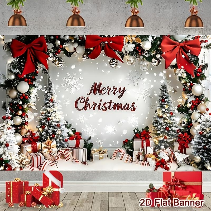 Premium Merry Christmas Wall Tapestry Polyester Xmas Holiday Banner Decoration Festive Snow Scene Art for Home Party Room Accent