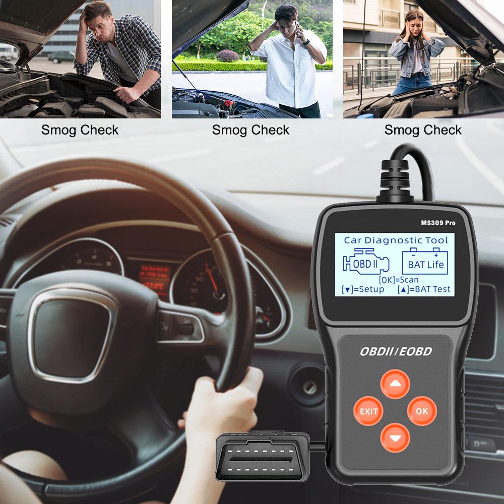 Check Engine System MS309PRO Battery Tester Live Data Code Reader Multi-language Car Diagnostic Tools OBD2 Scanner Accessories