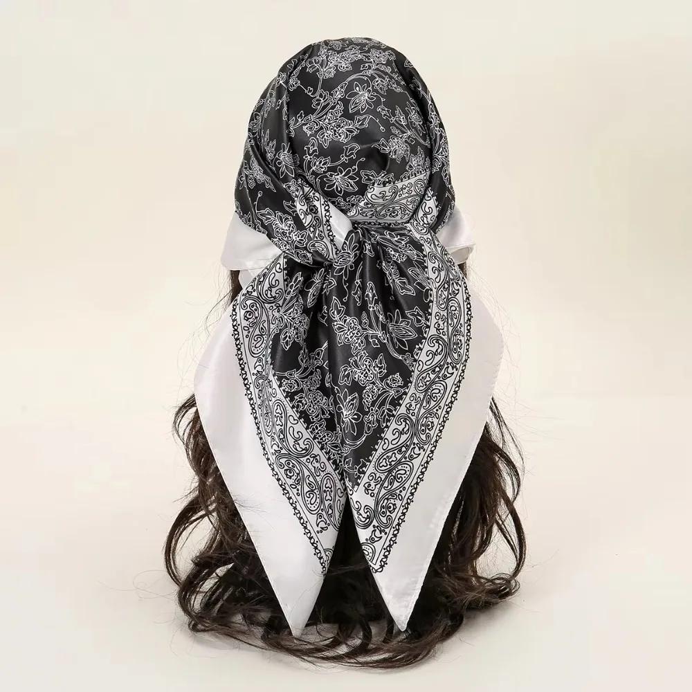 90*90 Cm  Solid Color Cashew Printed Silk Scarf Fashionable Versatile Square Scarf 90 Shawl With Multiple Colors Available