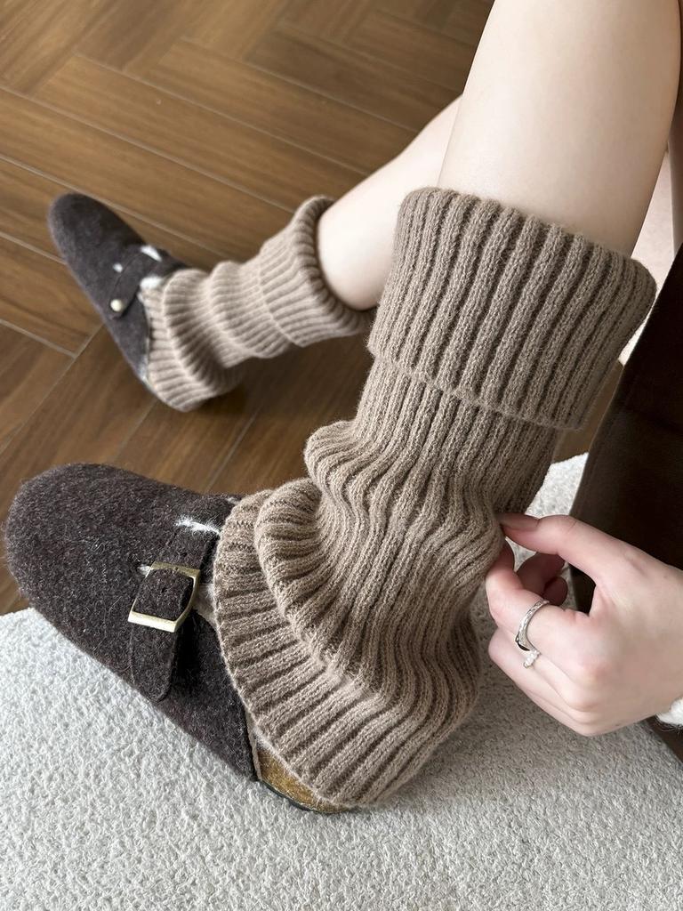 Wool Socks Cover Socks Warm Slimming Knitted Pile Socks Y2K With Snow Boots Calf Socks