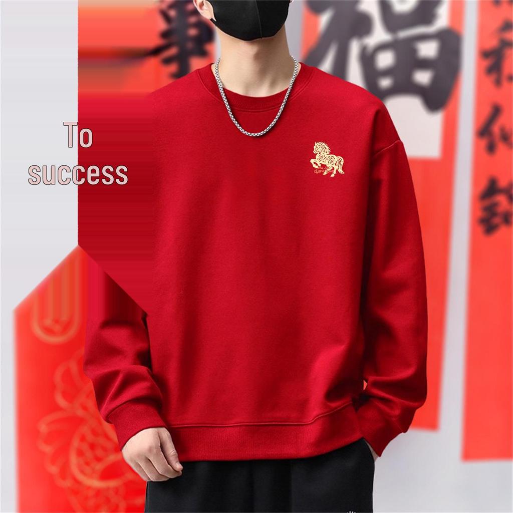 Schweres Herren-Sweatshirt mit Rundhalsausschnitt – Trendiger Pullover im Hongkong-Stil für Frühling und Herbst.
