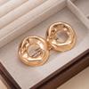 Irregular Hollow Round Stud Earrings Women'S Light Luxury Niche High-End Metal Earrings Temperament Niche Earrings