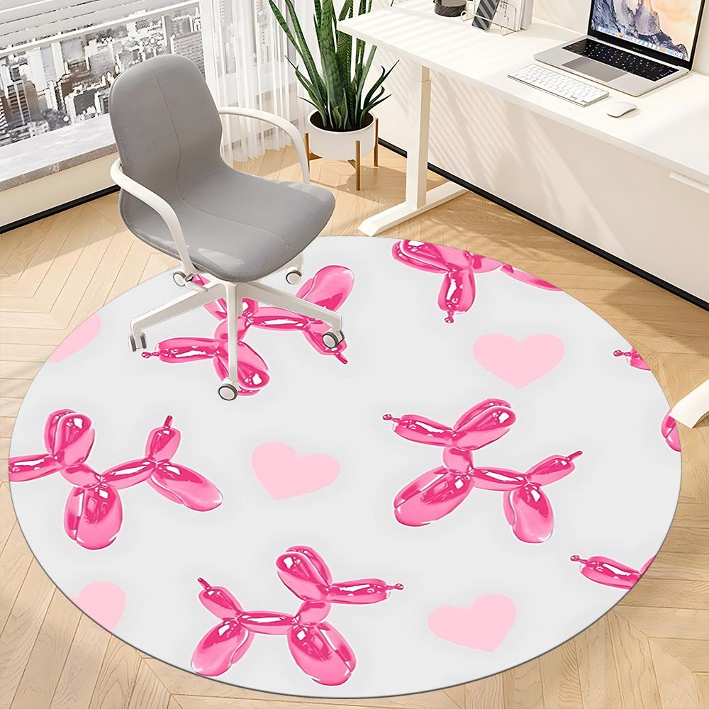 1pc Balloon Dogs Office Round Rug, Carpet for Office, Gaming, Lightweight Round Floor Mat yy260205053