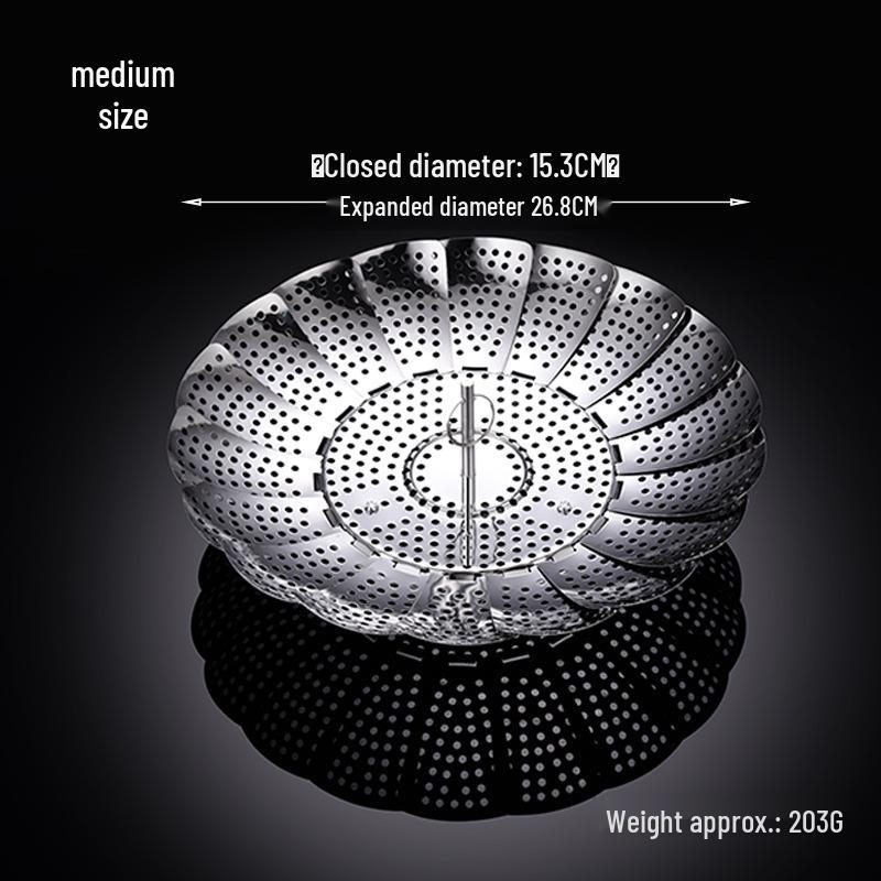 

Складная пароварка из нержавеющей стали: Водонепроницаемая, телескопическая, трехногая, многофункциональная корзина для фруктов, бытовая пароварка