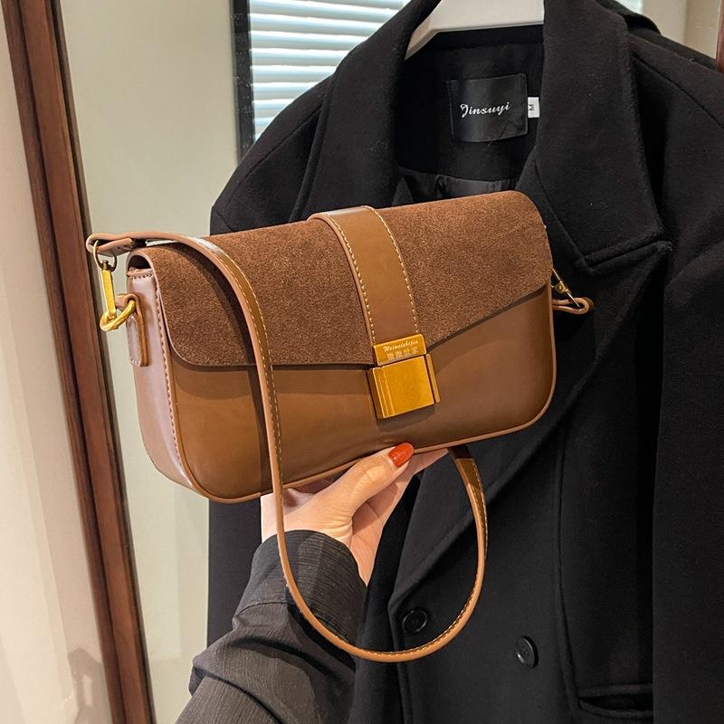 

Armpit Bag Women s 2024 New Luxury Niche Single Shoulder Crossbody Bag Retro Versatile Autumn and Winter Small Square Bag коричневий