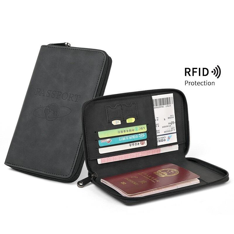 RFID Blocking Passport Holder Pu Leather Travel Wallet Passport Cover