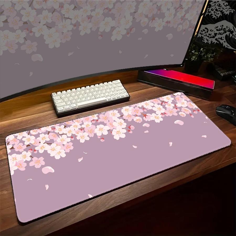 Computer Mouse Pad Blue Sakura Big Gamer PC Desk Mat Fast Delivery Nonslip XXL Accessories Setup Mousepad Large x Mat