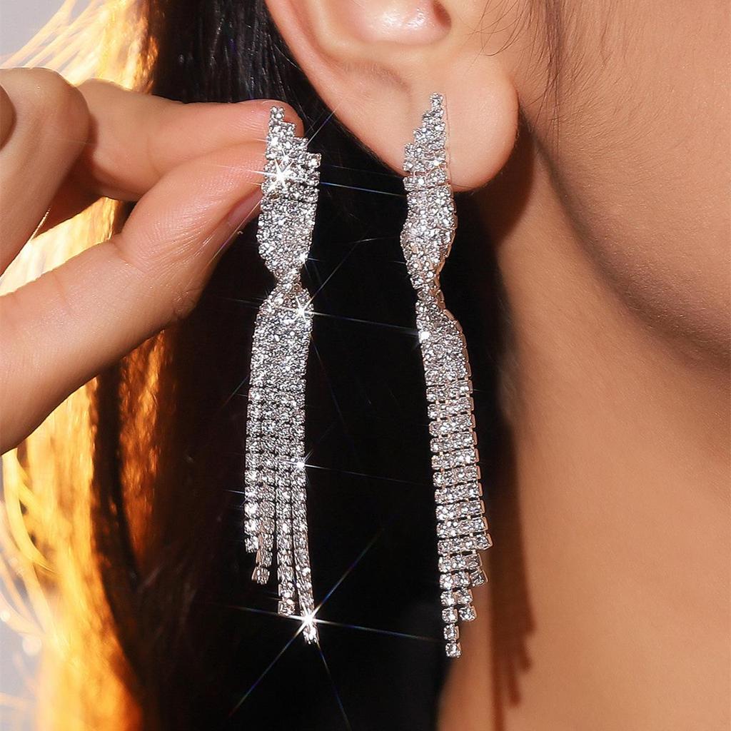 Elegant Rhinestone Tassel Earrings for Women