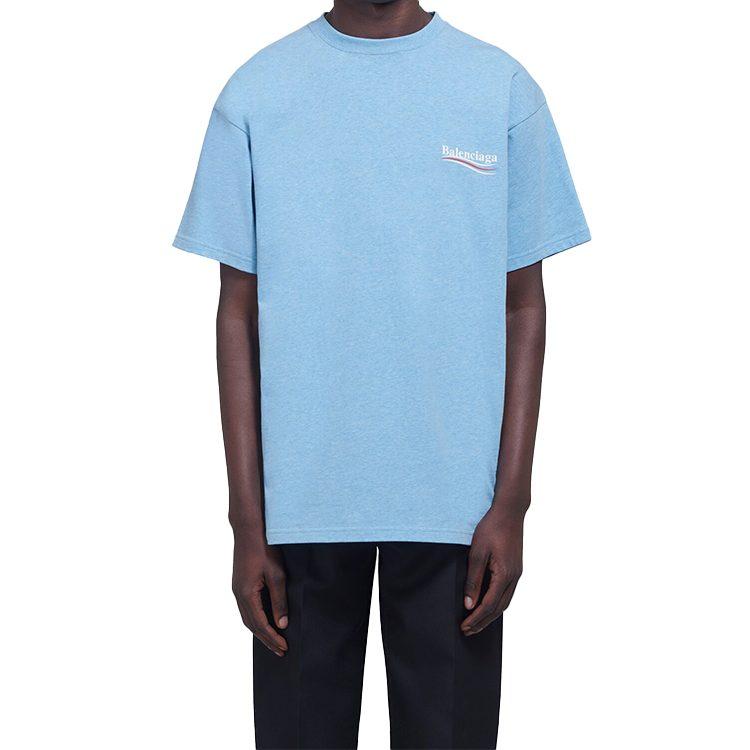 Balenciaga SS20 T Shirt Regular Fit Men's Carolina Blue 570803TBV425840