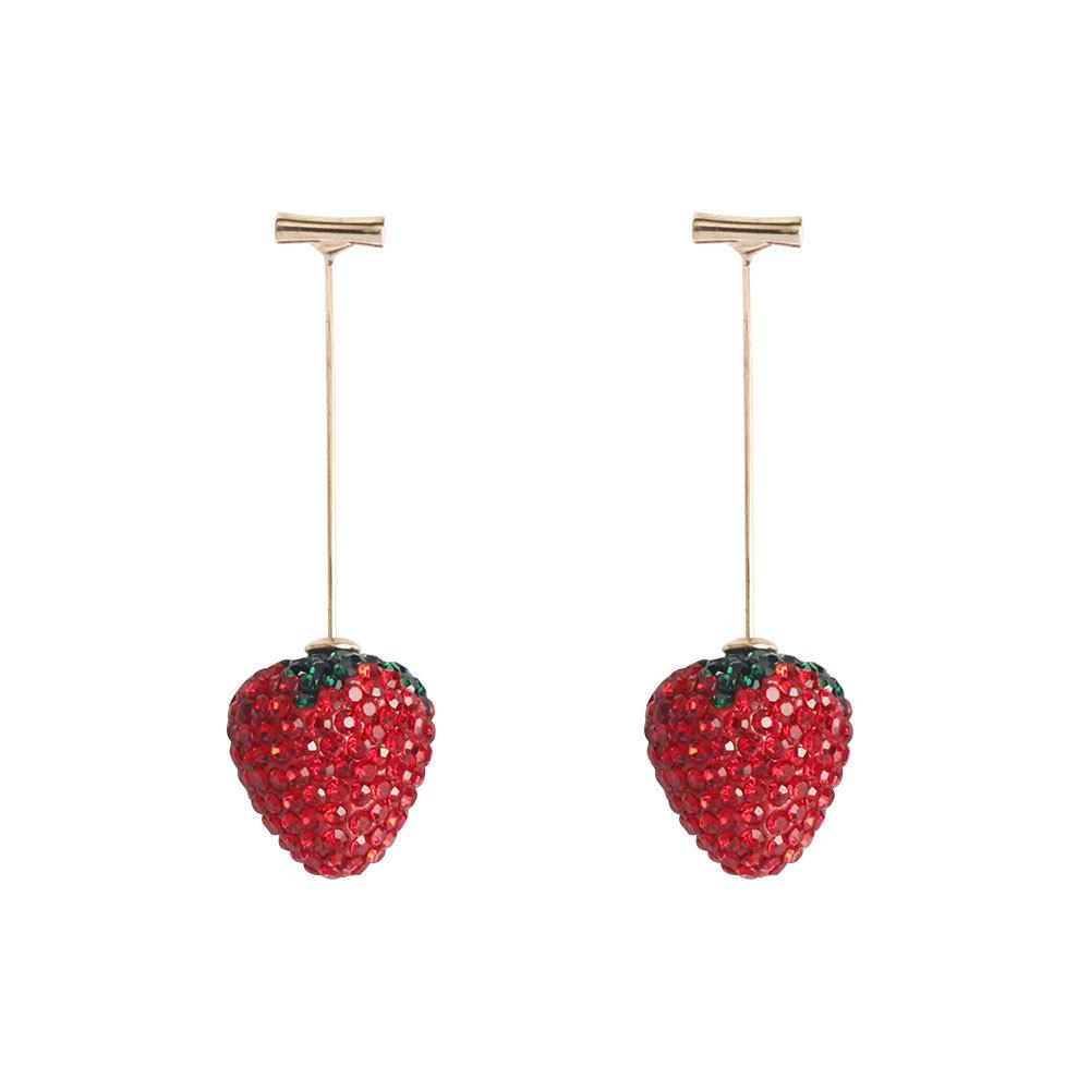 

1 Pair Rhinestone Red Strawberry Stud Earrings Set Women Korean Ins Cute Personality Party Earring Fashion Jewelry Accessories красный