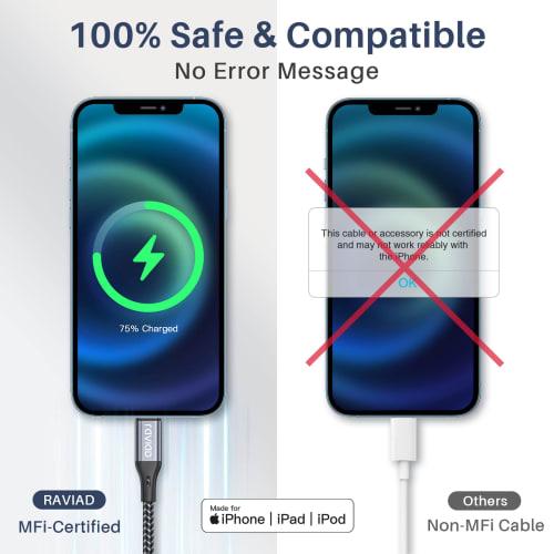 RAVIAD iPhone Charging Cable [3M/MFi Certified] Lightning Cable Fast Charging Data Transfer High Durability Disconnection Prevention iPhone 13/13 Pro/