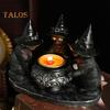 Black Cat Candle Holder Resin Halloween Cats with Witch Hats Candle Holder Vintage Candle Holder Tabletop Decoration Gift for Cat Lovers
