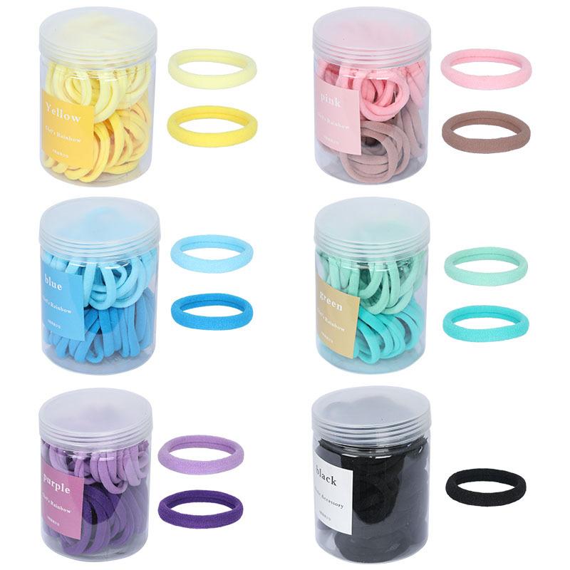 A Girl's Gradient Color Seamless Hair Tie Colorful Hair Band Headband Candy-colored Leather Band Hair Accessory and Headwear