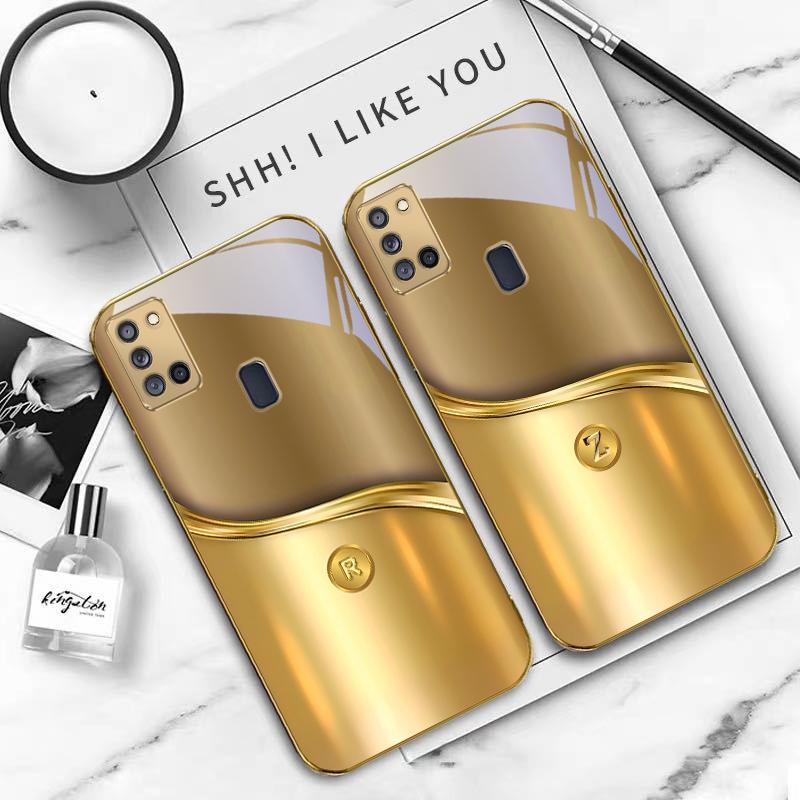 The letters of metal For Samsung A 31 32 A33 A34 35 14 A15 13 A16 25 A26 50 52 53 54 55 56 70 71 72 73 Golden glass phone case