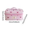 Quilted Strawberry Portable Make Up Bags Zipper Closure Skincare Brush Organizer Pouches Cosmetic Pouch for Women and Girls