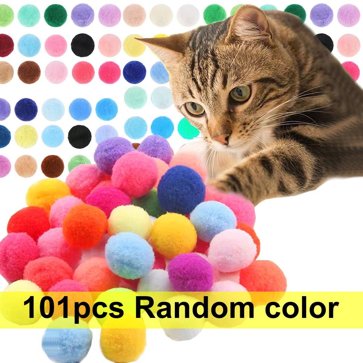 101/201pcs 3cm Colorful Plush Cat Teaser Toy Balls Chew Durable Cat Toy Balls Cat Training Toy Balls For Cat  ZSY