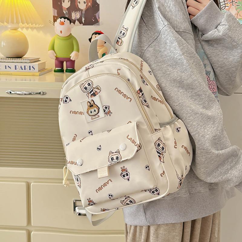 School Bag Casual Backpack Girl Elementary School First Grade Cartoon Labub Backpack
