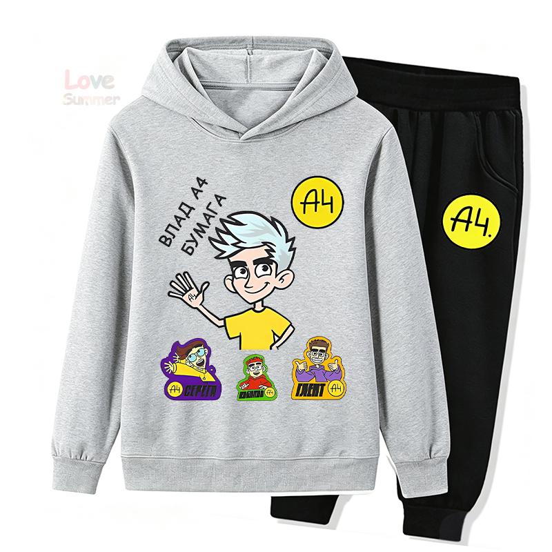 Merch A4 Winter Kinder Sportbekleidung Set Hoodies Jogginghosen Mädchen Junge Kapuzenpullover Kinder Outfit Pullover Hosen Anzug
