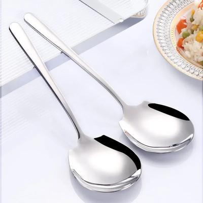 1/2/4Pcs Long Handle Spoon Stainless Steel Thickening Soup Spoon Durable El Pot Spoon Home Kitchen Essential Tableware