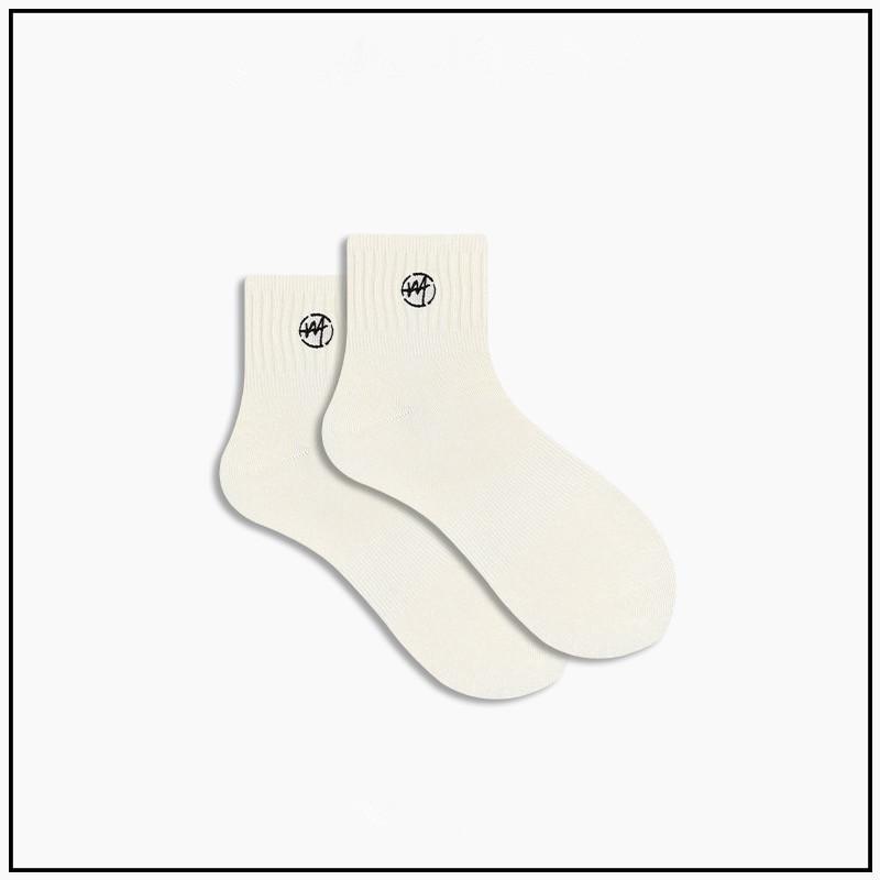 Tide Brand Summer Thin Solid Color Socks Letter Embroidered Short Socks Tide Pure Cotton Sports Medium Tube Socks