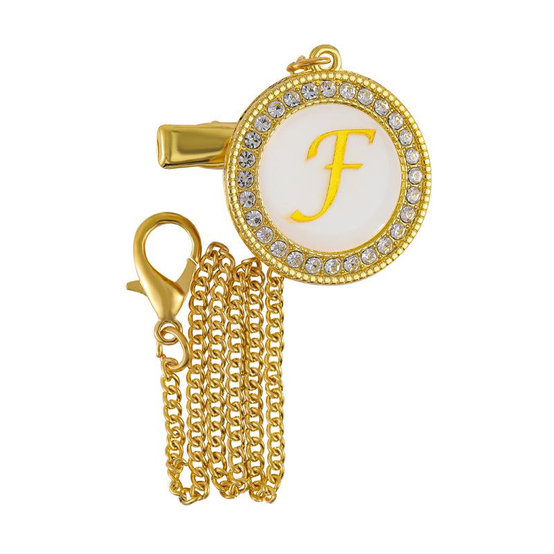 Metallic Diamond Baby Pacifier Clip with 26 Alphabet Options