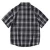 Men'S Short Sleeved Japanese Vintage Plaid Printed Shirt Summer Vacation Beach Check Shirt Button Down Half Sleeved Shirt