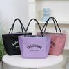 Fashion Simple Letter Print Large Capacity Double Sided Hand-Held Shoulder Bag Work Commuting Tote Bag