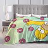 S-Simpsons Homer Donut Pattern Bedding Throws Soft Cozy Trend Blanket  For Couch Chair Camping Flannel Bedspread Bed Cover