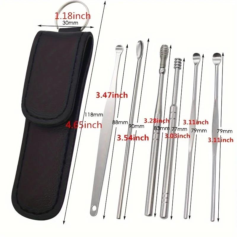 6pcs/set Stainless Steel Ear Pick Tools for Adults to Clean Earwax