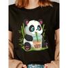T-shirt à col rond imprimé panda, T-shirt décontracté à manches courtes pour le printemps et l'été, Vêtements pour femmes