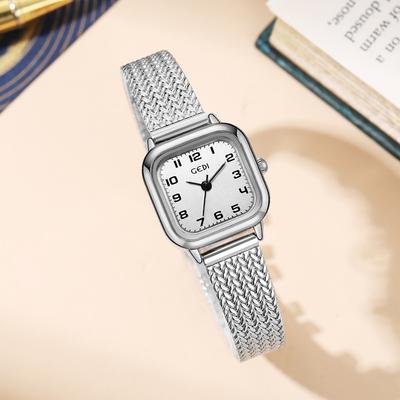 Reloj de Mujer Simple Cubo de Azúcar Pequeño, Correa de Espiga de Trigo de Gama Alta, Reloj Medieval para Mujer Impermeable de Acero Inoxidable de Cuarzo