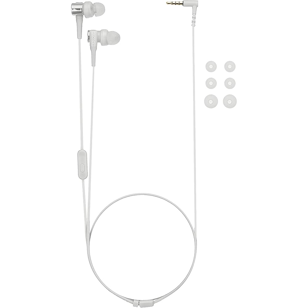 Sony MDR-XB55AP Earphones: In-ear Type with Remote Control and Microphone / Hands-free Calling Possible, Grayish White MDR-XB55AP W