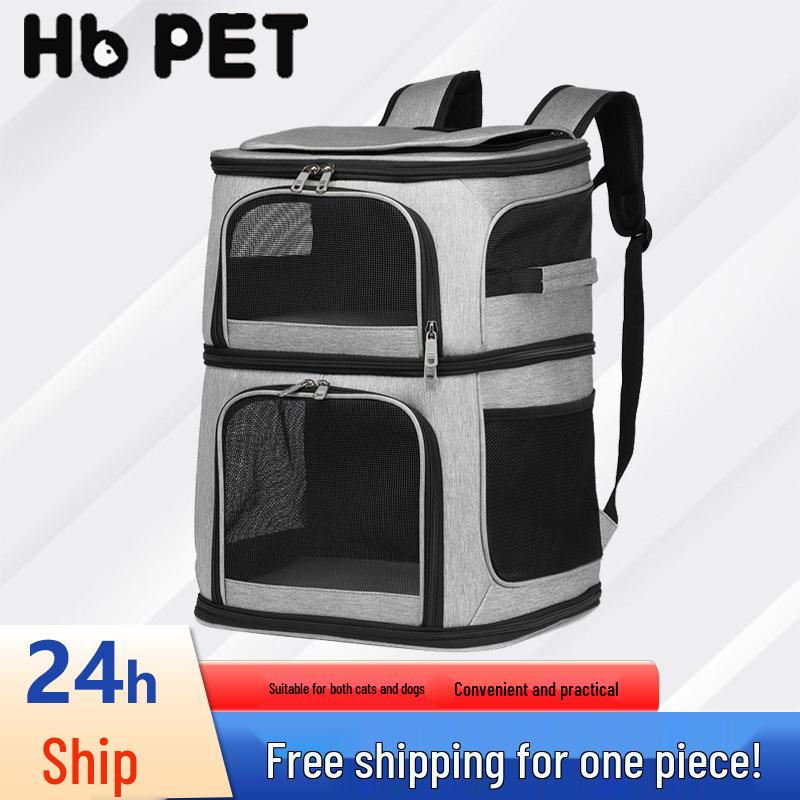 Hanbang Double-Layer Large Space Pet Backpack for Cats - Ideal for Outings