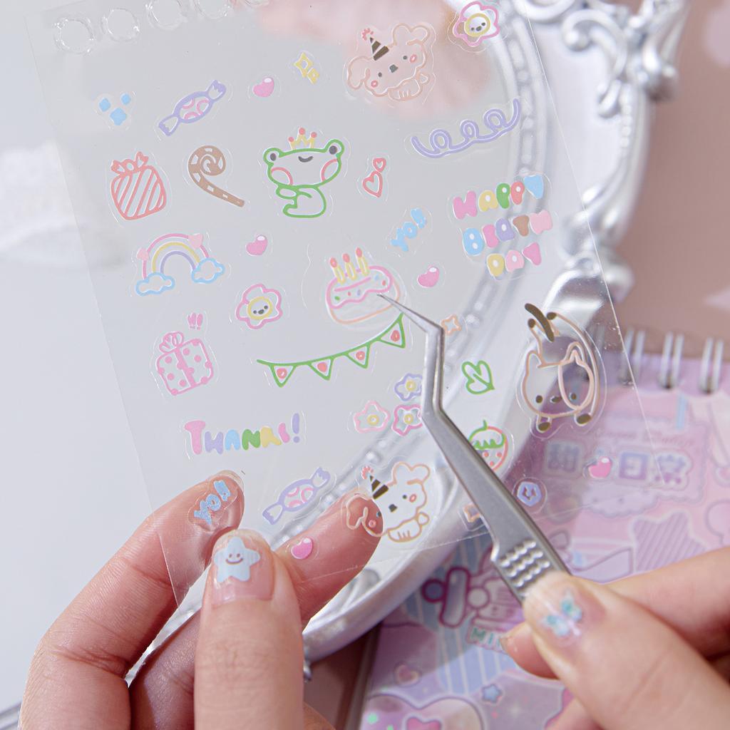 32sheets Kawaii Mini Sticker Die-cutting Sticker book Kpop Toploader Decorative Stickers Nail Sticker Set Stationery