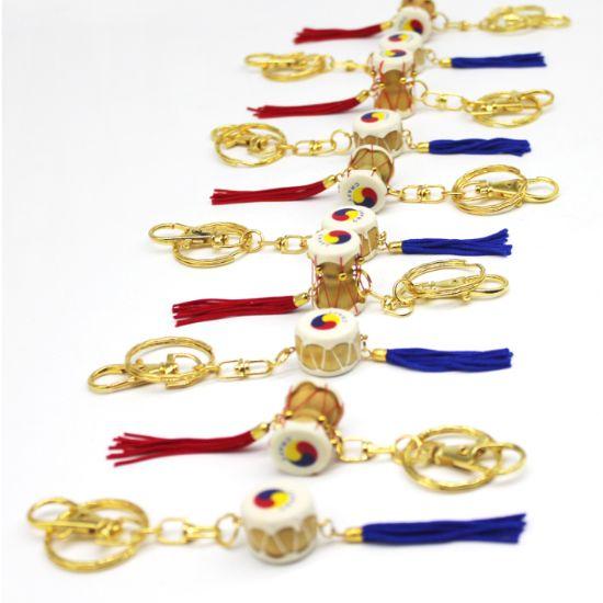 Korean Traditional Wooden Janggu Drum Keychain Set 10 Pieces